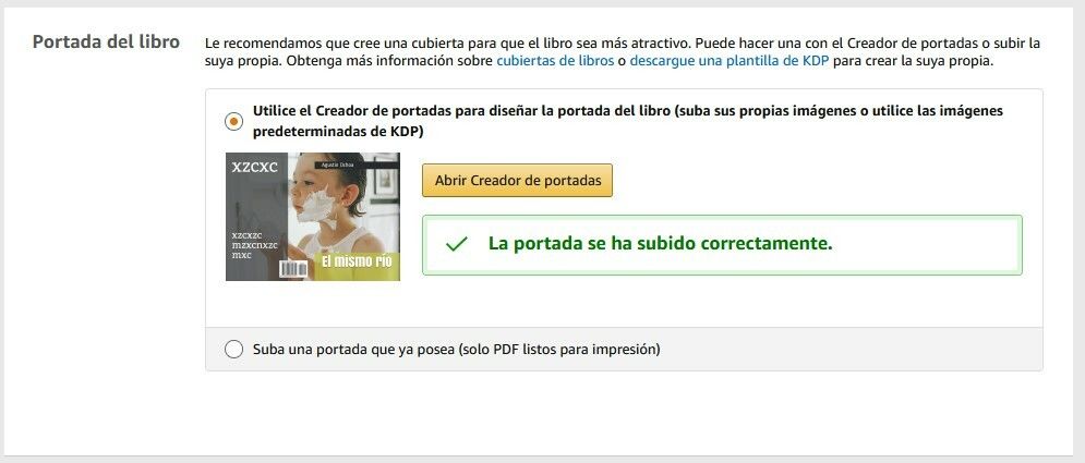 Portada del libro en amazon