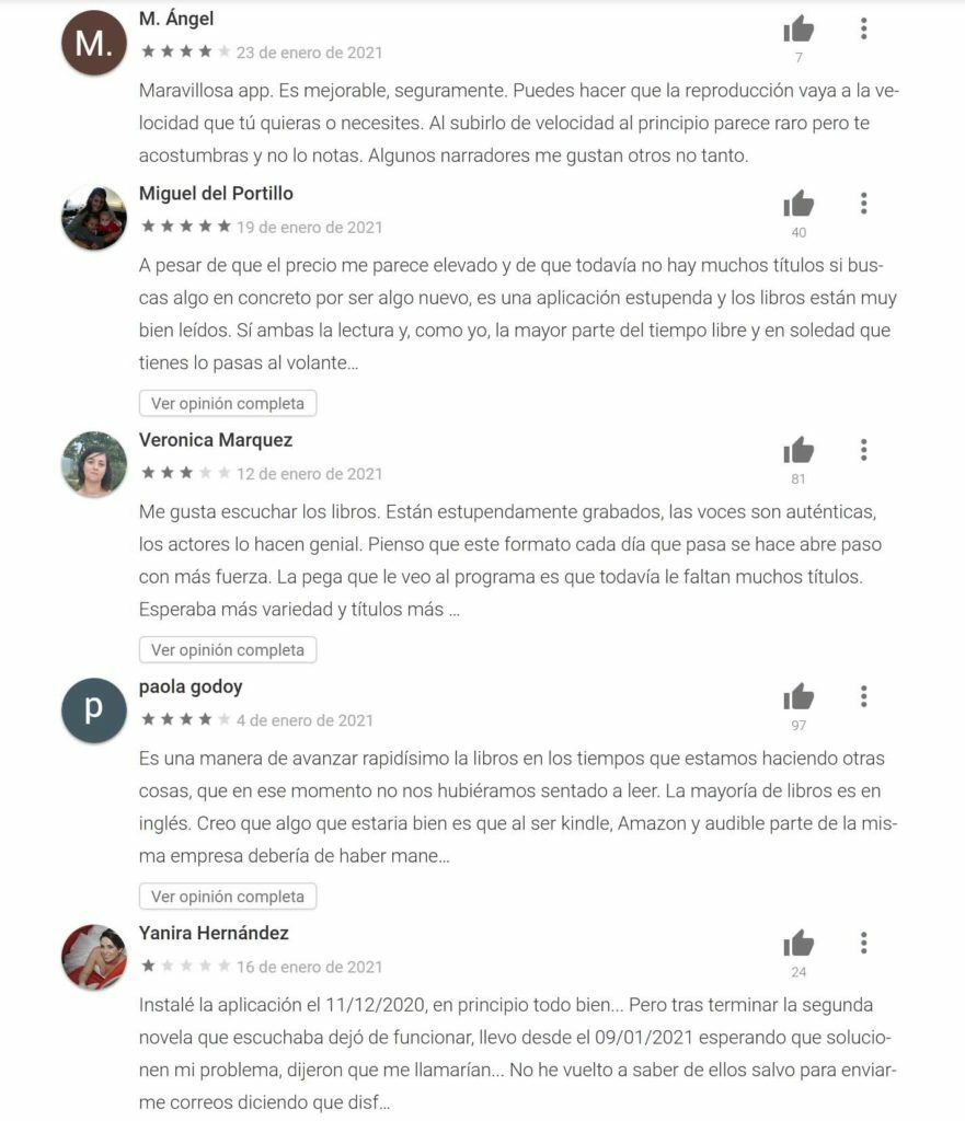 Opiniones audible