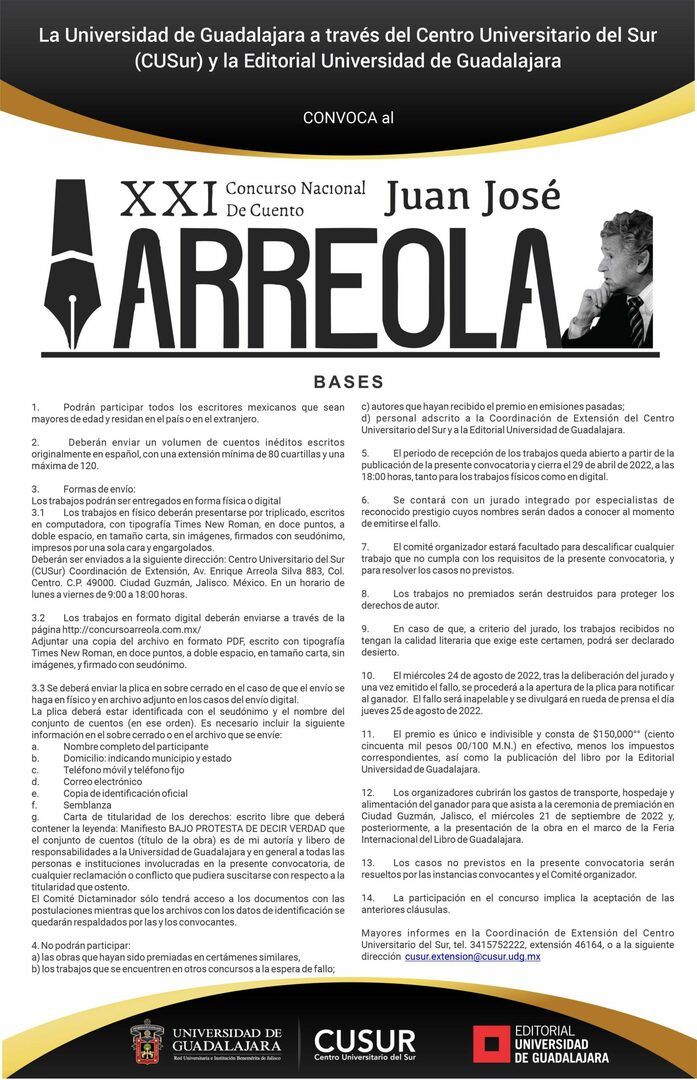 XXI Concurso Nacional de Cuento Juan José Arreola 2022