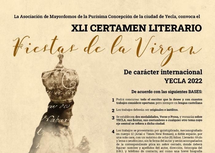 XLI Certamen Literario «Fiestas de la Virgen» Yecla 2022