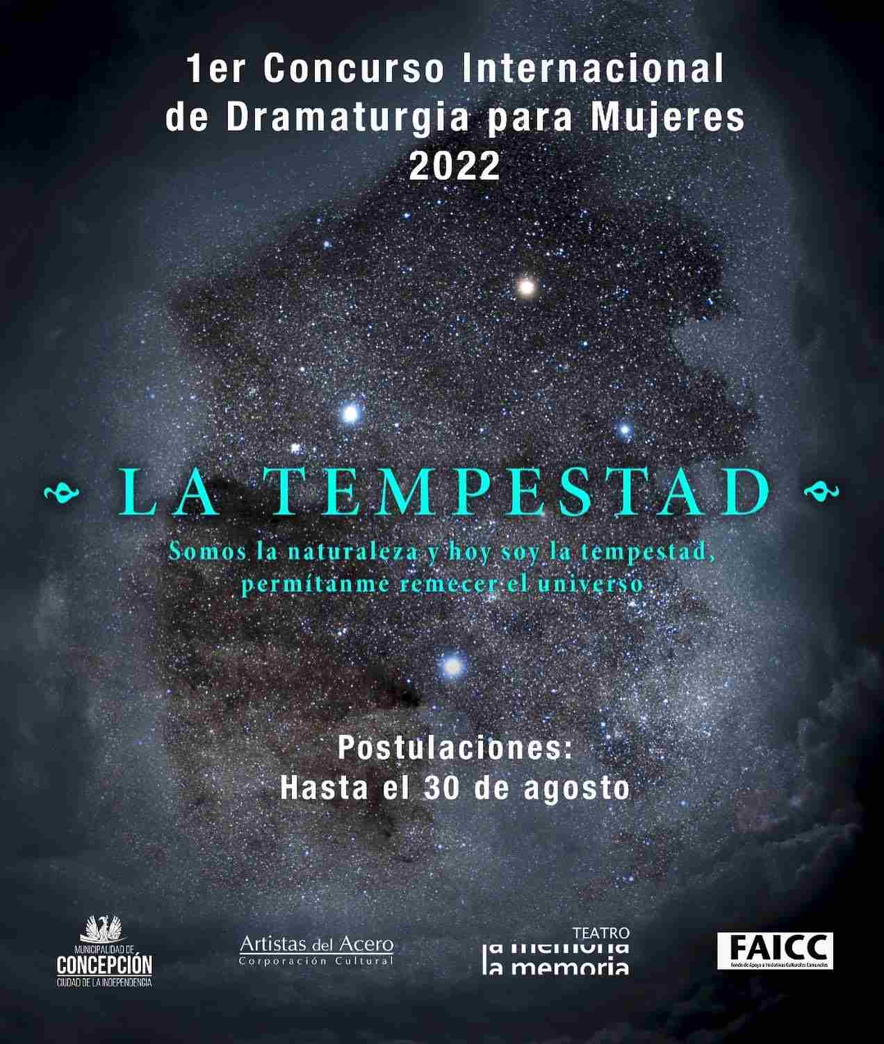 I Concurso Internacional de Dramaturgia Para Mujeres La Tempestad 2022