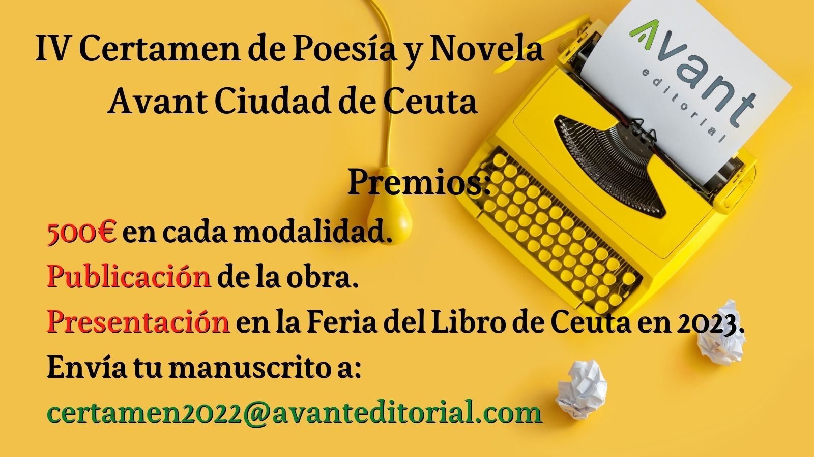 IV Certamen de Poesía y Novela Avant Ciudad de Ceuta 2022