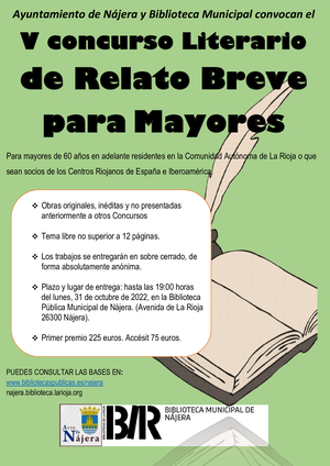 V Concurso Literario de Relato Breve para Mayores 2022