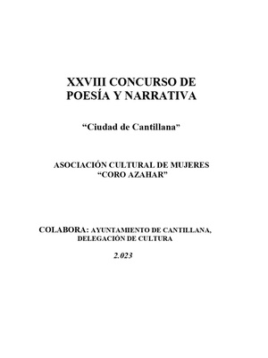 XXVIII Concurso de Poesía y Narrativa Ciudad de Cantillana 2023