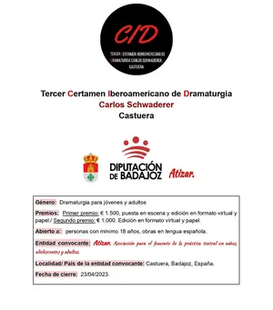 Tercer Certamen Iberoamericano de Dramaturgia Carlos Schwaderer 2023