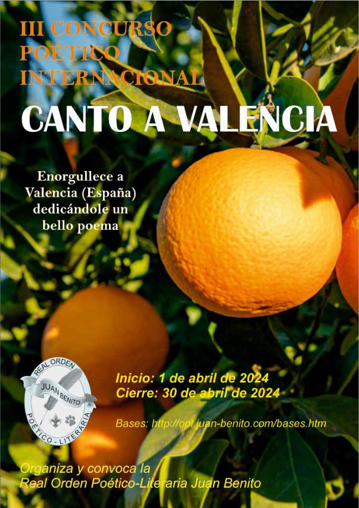 III Concurso Poético Internacional «Canto a Valencia» 2024