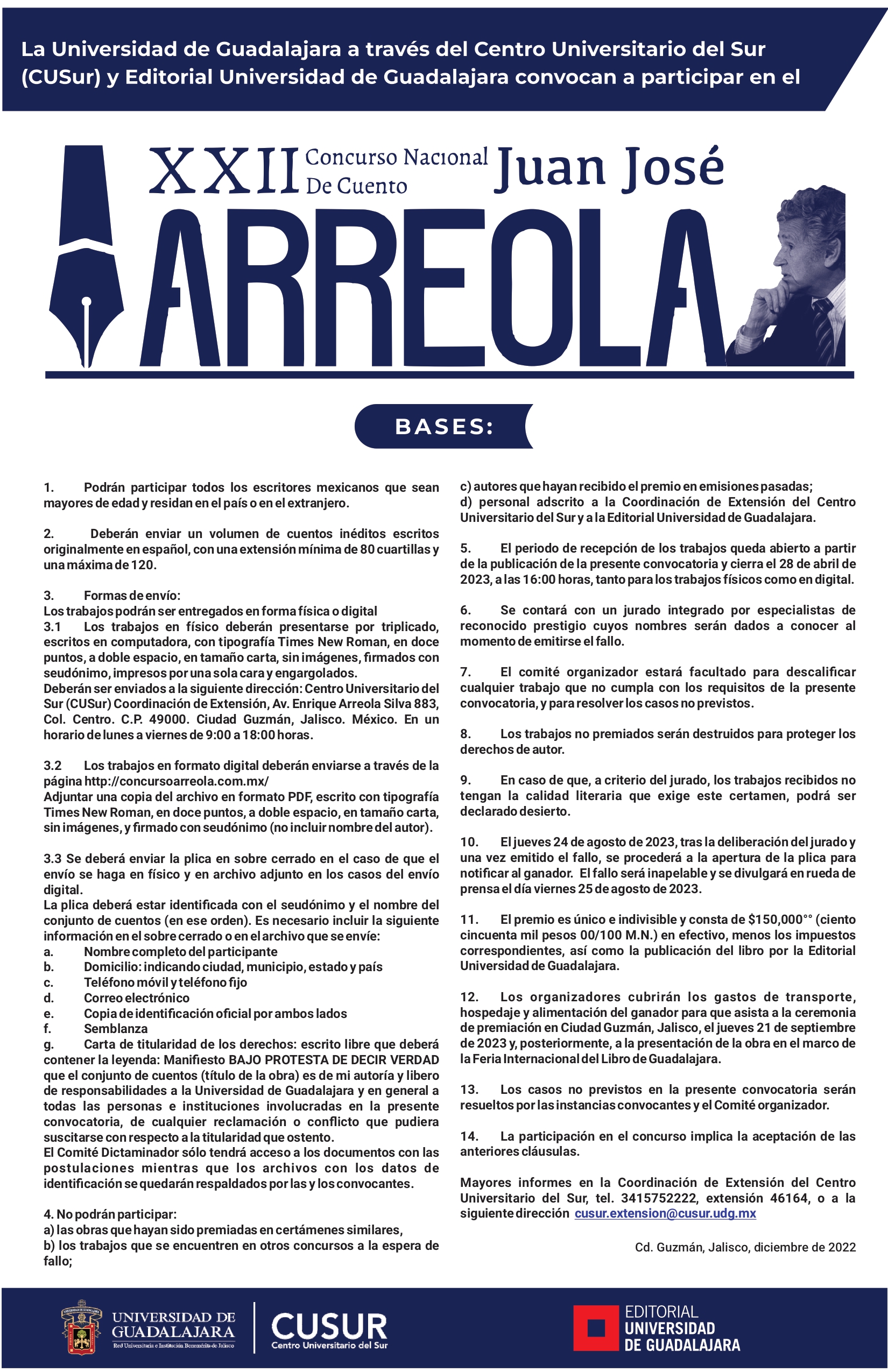 XXII Concurso Nacional de Cuento Juan José Arreola 2023
