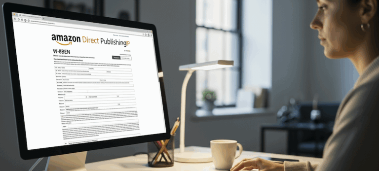Una persona intentando completar el formulario de Amazon W8BEN
