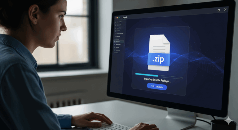 Usuario exportando un fichero ZIP a SCORM