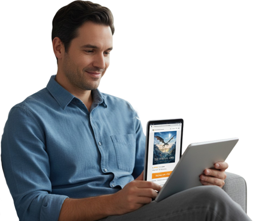 lector comprando un libro en Amazon